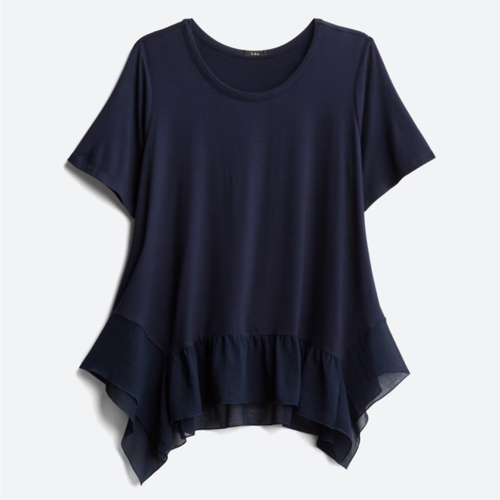 K&C Sandrina Woven Hem Knit Top